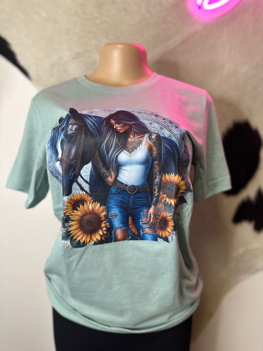 Horse w/ Sunflowers Grapic T-Shirt